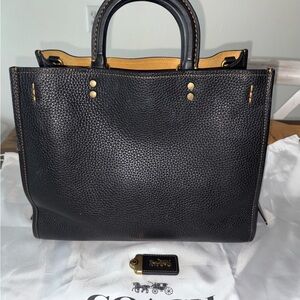 Coach Black Leather Tote Bag